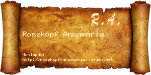 Roszkopf Annamária névjegykártya
